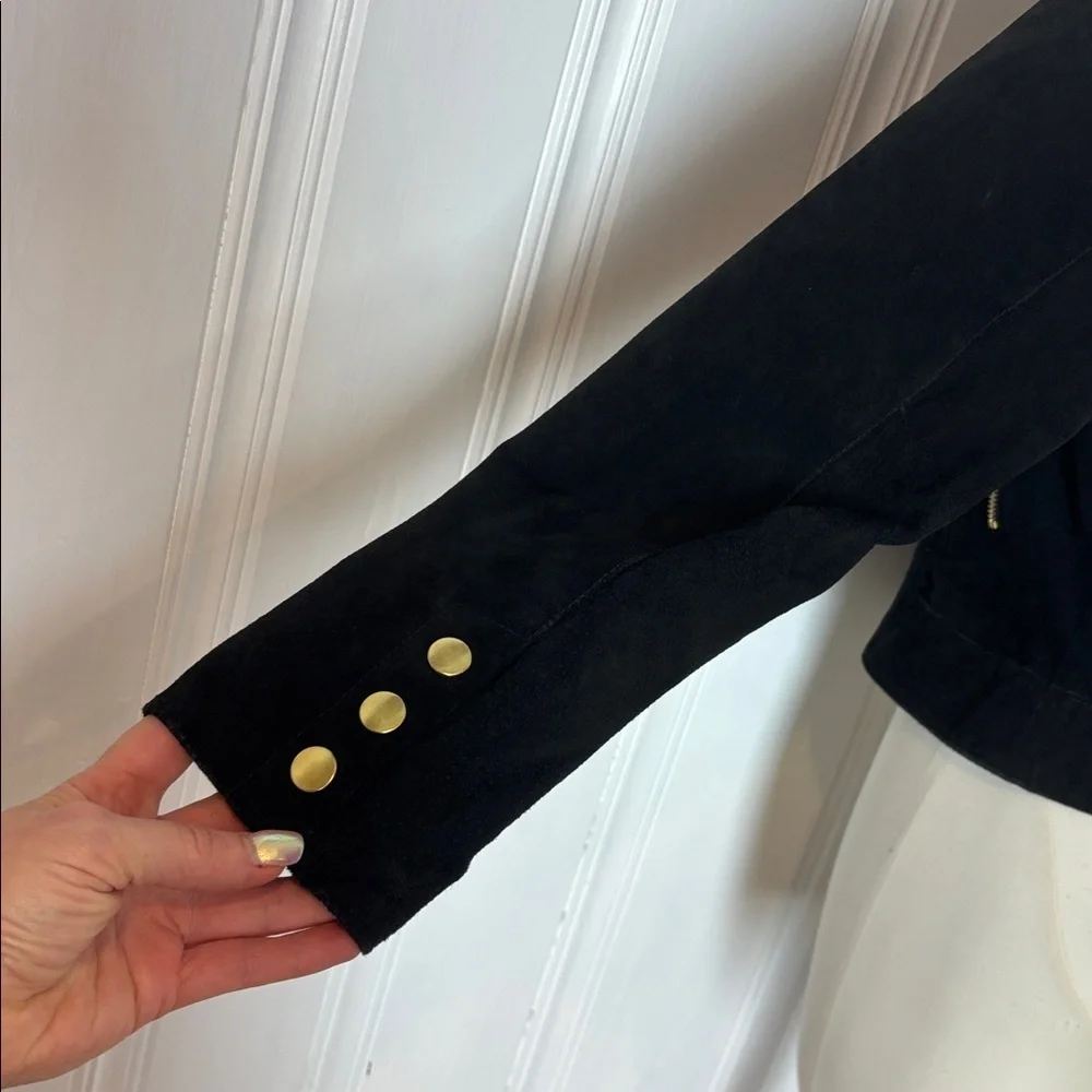 VERO MODA “Siri” Suede Moto Jacket – Black (Size L) - Picture 4 of 10